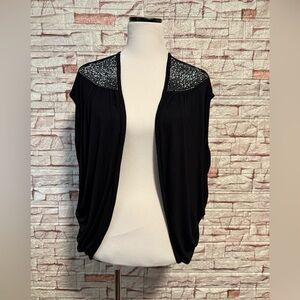 Heart Soul Black Silver Dazzling Jewel Open Cardigan Top Size Small